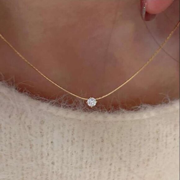 Jewelry - Moissanite Solitaire Pendant Necklace – 18K Gold Filled